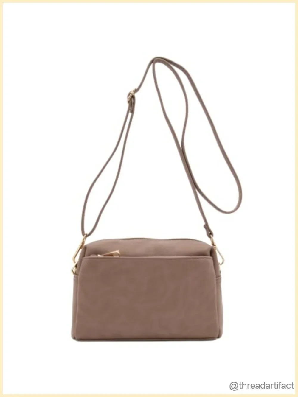 Faux Leather Triple Zip Small Crossbody Bag with Adjustable Strap